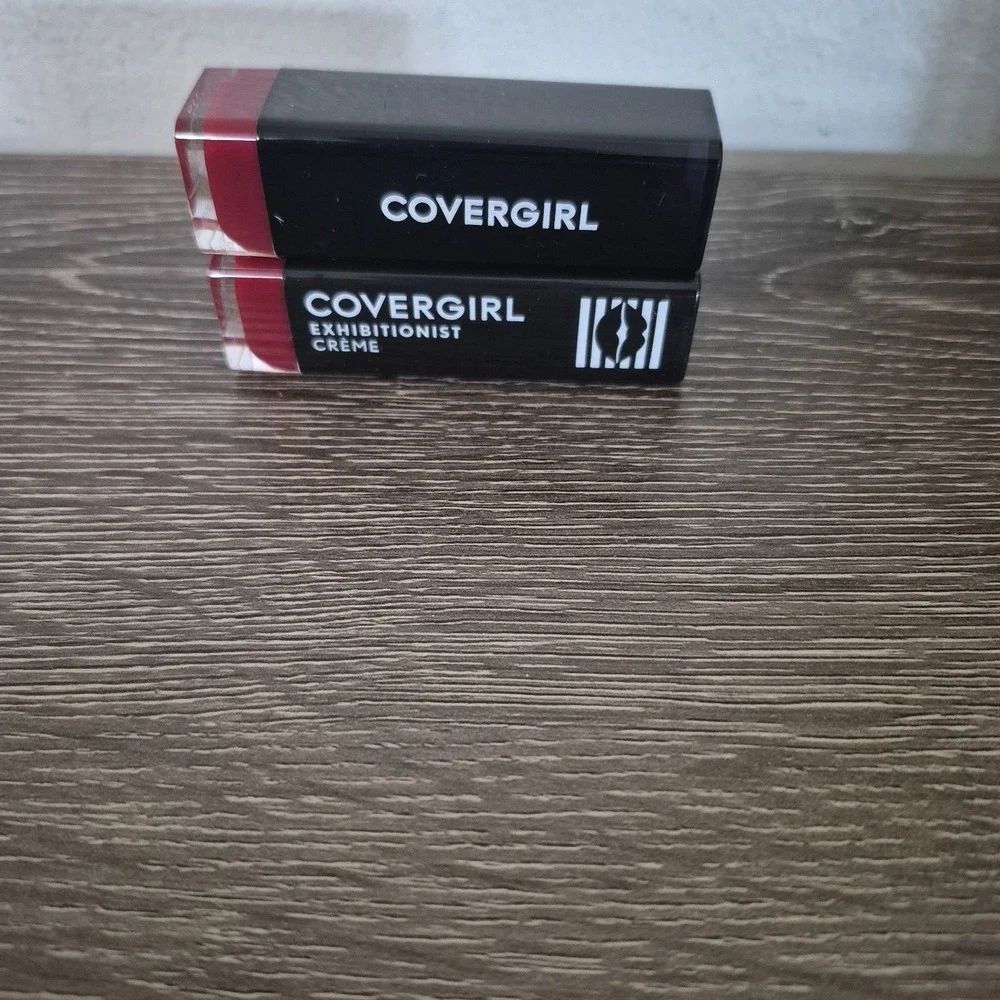 2 NOS CoverGirl Exhibitionist Cream Lipstick 310 Seduce Scarlet Discontinued